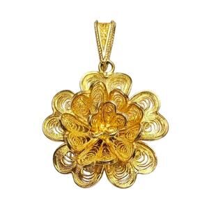 Vermeil Sterling Cannetille Flower Pendant